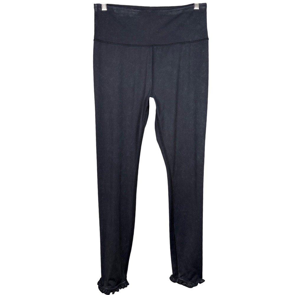 JoyLab Womens Medium Charcoal Grey Mineral Wash Ruffle Hem High Rise Leggings